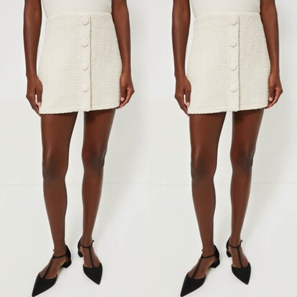 Tuckernuck NEW Cream Tweed Scarlet Retro Button Mini Skirt Size XS
